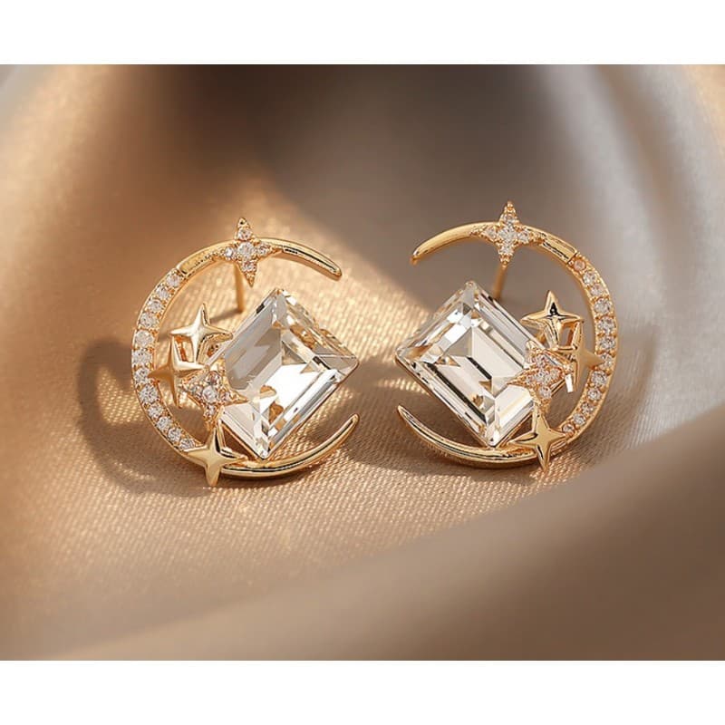 KOLCZYKI przy uchu moon kryształki  K1657