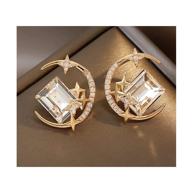 KOLCZYKI przy uchu moon kryształki  K1657