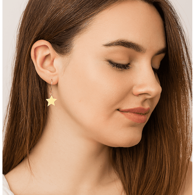 Kolczyki wiszące gwiazdki złote K622Z